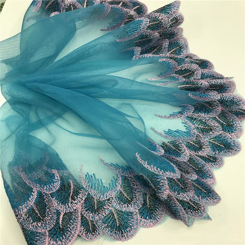 1 Yard Guipure Peacock Feather Embroidery Sequins Lace Fabric DIY Handmade Craft Underwear Sewing on Clothing Accessories | Дом и сад