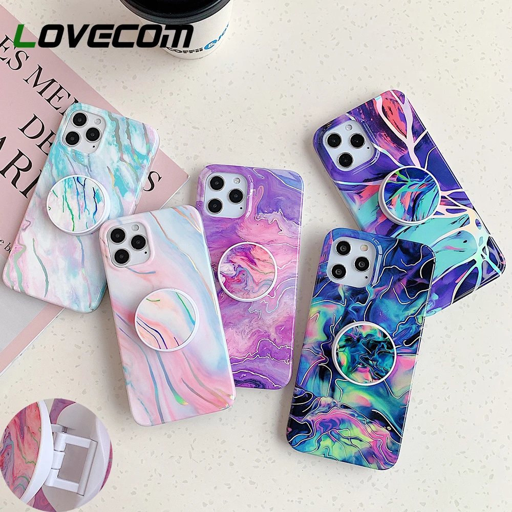 

Лазерный мраморный чехол с подставкой для Samsung A13 A53 A32 A52 A72 A71 A51 S20 S21 S22 Ultra Plus Note 20 S20 FE, мягкий бампер