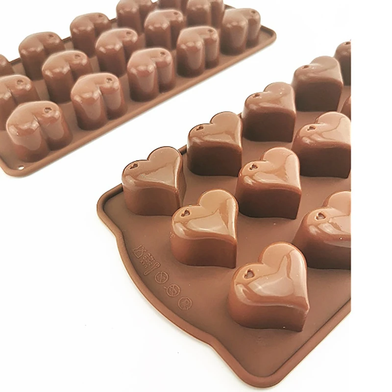 

Fashionable Practical Chocolate Mold Silicone Heart 15-Cavities Thick Creative Baking Mold Candy Mold Cake Tools kitchen tools