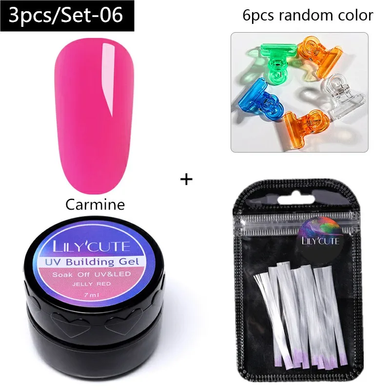 3pcs-LC06 LILYCUTE 20ml Poly Extension Gel Kit Quick Building Gel White Clear LED Acrylic Builder Nail Tips Nail Art Gel Brush Tool Set - Цвет: 3pcs-LC06