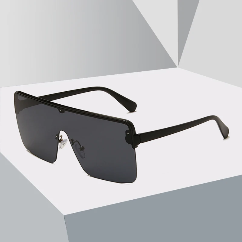 

Fashion Oversized Square Rimless Sunglasses Women Brand Designer Flat Top Big Sun Glasses Female One Piece Travel Gafa De Sol
