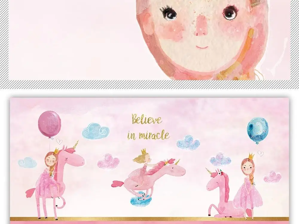 Большие настенные 3D обои на заказ скандинавский мультяшный креативный Единорог