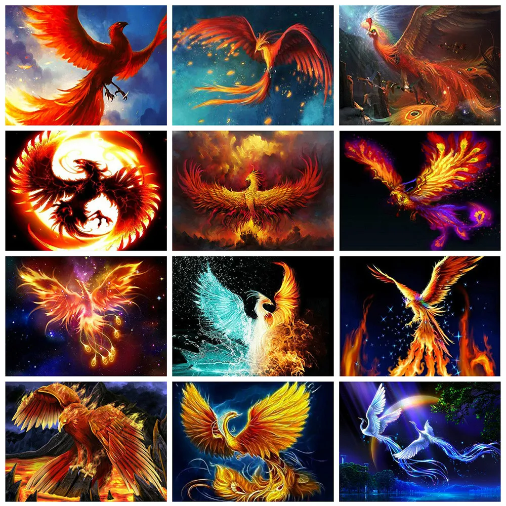 

CraftArtGo 5D DIY Diamond Embroidery Phoenix Full Square Round Rhinestone Mosaic Painting Cross Stitch Flowers Diamond Kit
