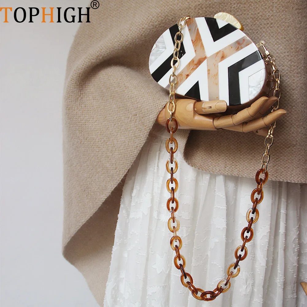 

TOPHIGH 3 Patchwork Colors Handmade Evening Crossbody Bags For Women 2021 Bead Strap Acrylc Clutches Female Party Beach Purse