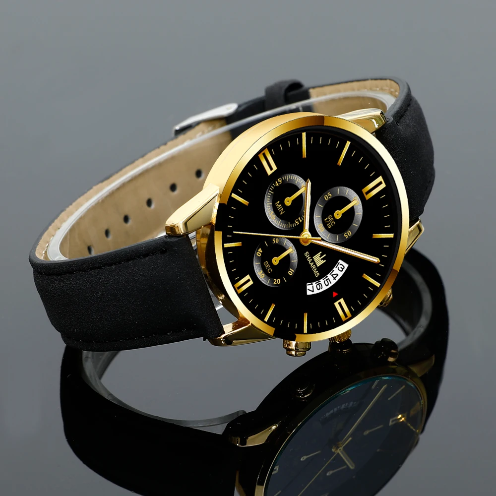 

Relogio Masculino Men Fashion Sport Watch Leather Band Stainless Steel Quartz Wristwatch Male Luxury Brand Military Date Watches