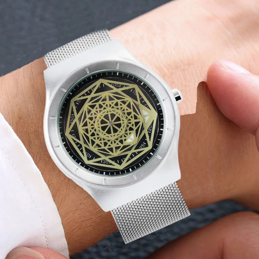 Часы KCHKE мужские модные водонепроницаемые тонкие с сетчатым ремешком простые