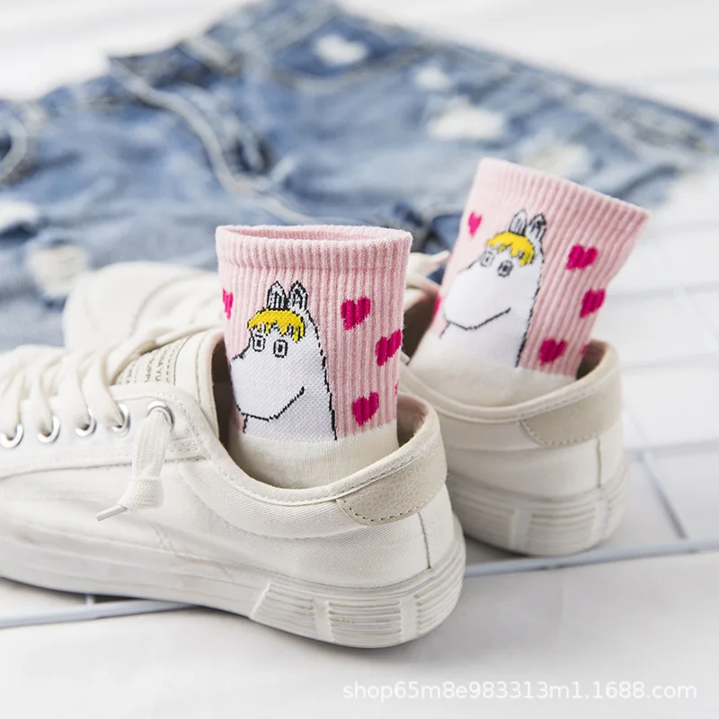 Весенне осенние хлопковые носки с животными в стиле хиппота для женщин