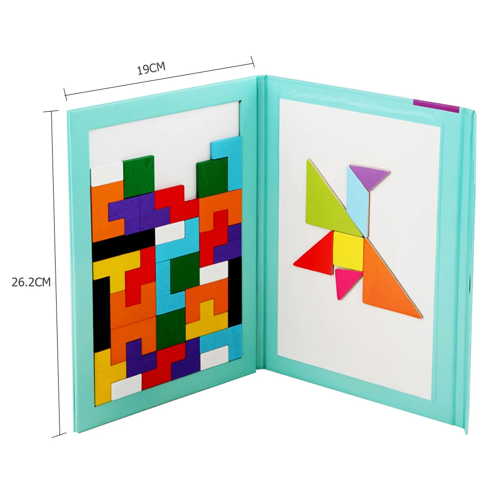 

2 in 1 Children 3D Wooden Magnetic Russian Puzzle Jigsaw Tangram Board Toys for Kids Boys Girls Gifts Education Toys
