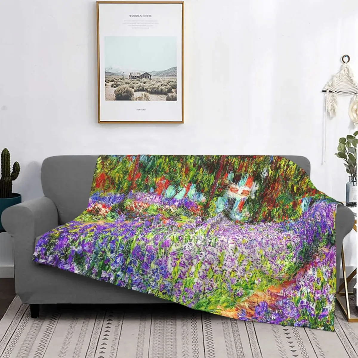 

Manta con capucha para el jardín del artista, para la cama a cuadros colcha, manta para la cama
