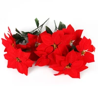 artificial christmas poinsettia flowers christmas decorations for home craft red fake flowers head bouquet xmas tree ornaments