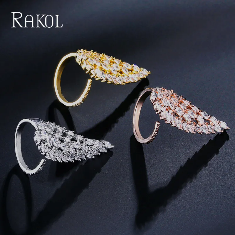 RAKOL белый цвет форма крыло Ангела полностью проложенный кубический циркон