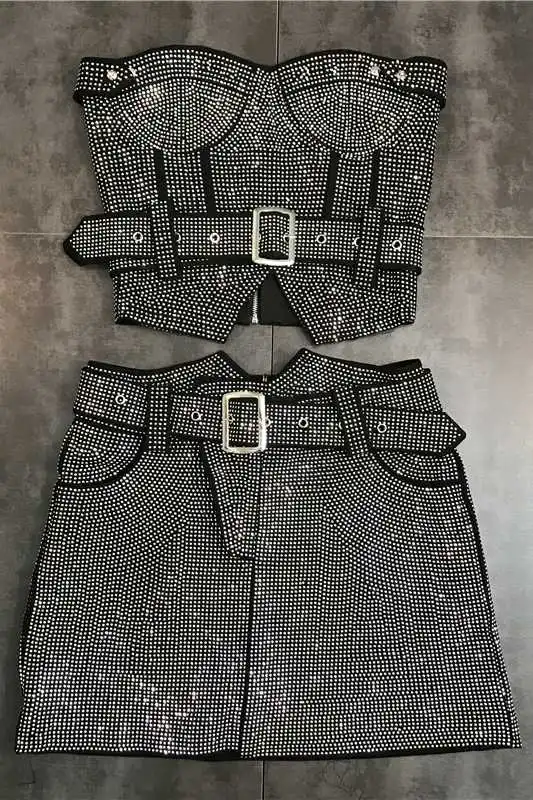 

DEAT 2021 New Summer Fashion Women Clothes High Waist Bling Bling Waist Belt Short Top Sexy Club Tank Tide WS69901L