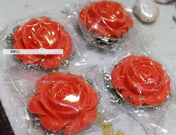 Новое модное ожерелье с резным оранжевым красным кораллом и инкрустацией