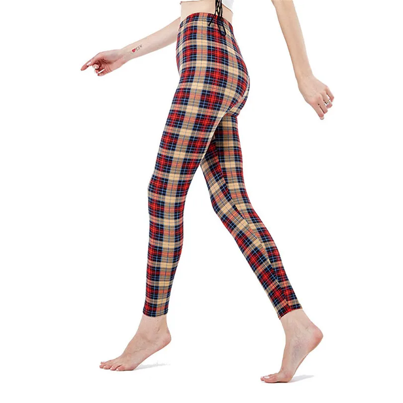 

INDJXND Sexy Legging for Woman Causal Fitness Fashion Plaid Print Workout Leggins Sporting High Wast Elasticity Plus Size Pants