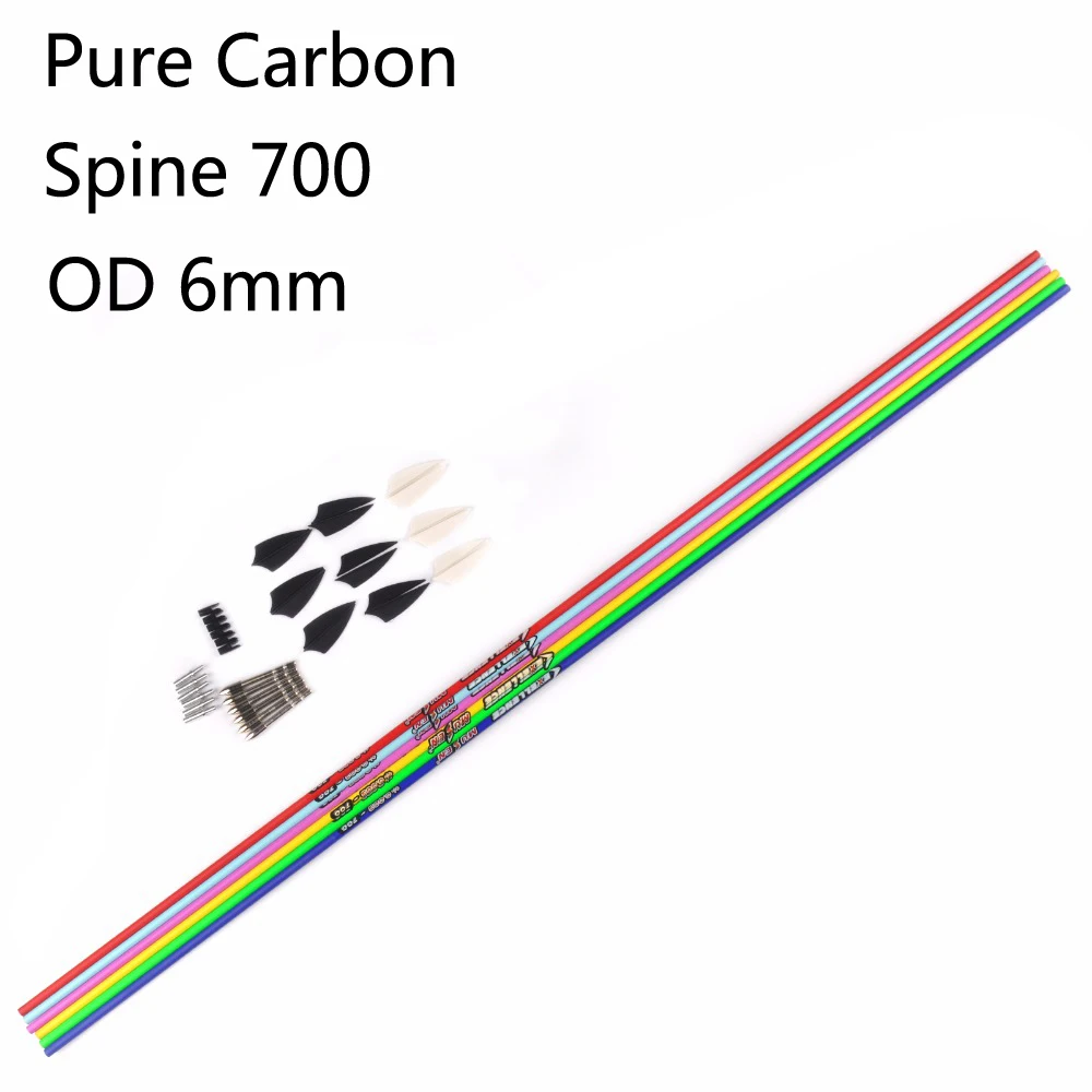 Набор стрел из чистого карбона 6 шт./компл. 31 дюйм наконечник 700 внешний диаметр мм