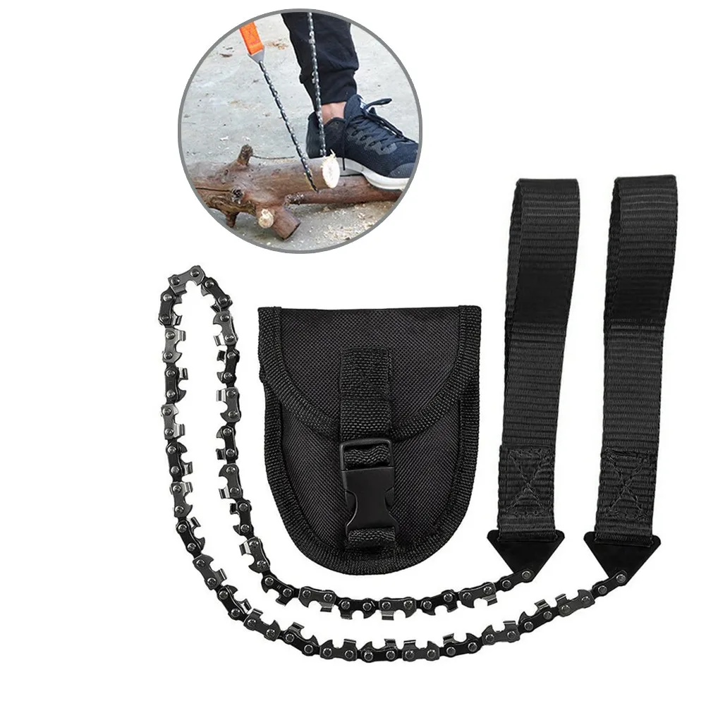 

Portable Camping Saws 33 Tooth Survival Hand Chain Saw Outdoor String Wire Saw Camping Hiking Tool Rope Chain Saws With Bag