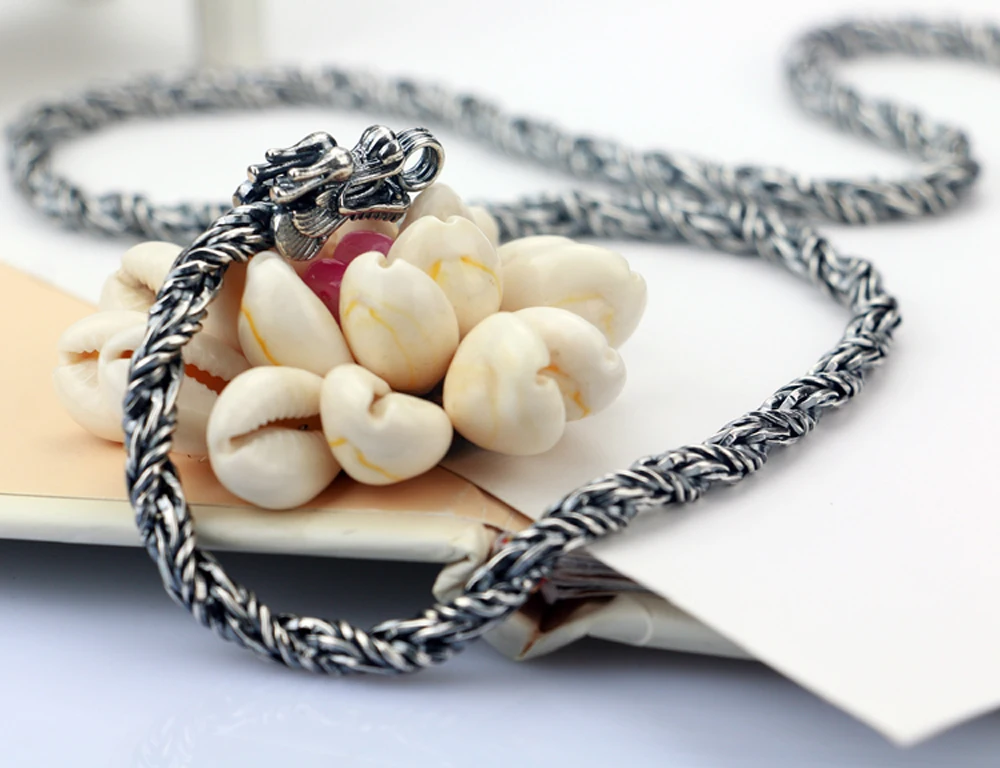 Мужское ожерелье с драконом колье из стерлингового серебра 925 пробы шириной 5 мм