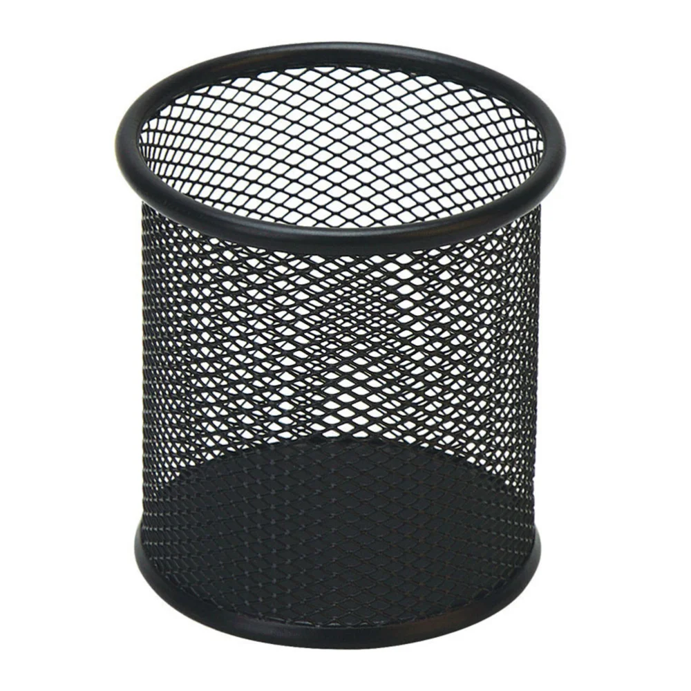 

2pcs Generic Round Shaped Mesh Metal Pencil Holder Brush Pot Pen Container Set (Black)
