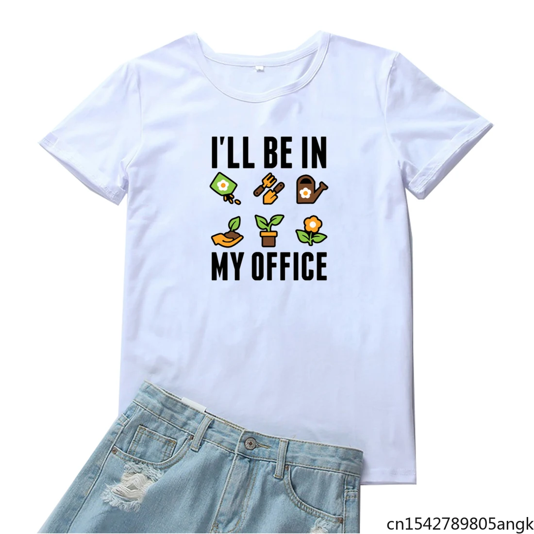 

I'LL Be In My Office Funny Print Pattern T-shirt Women O-neck Graphic Fashion Loose White