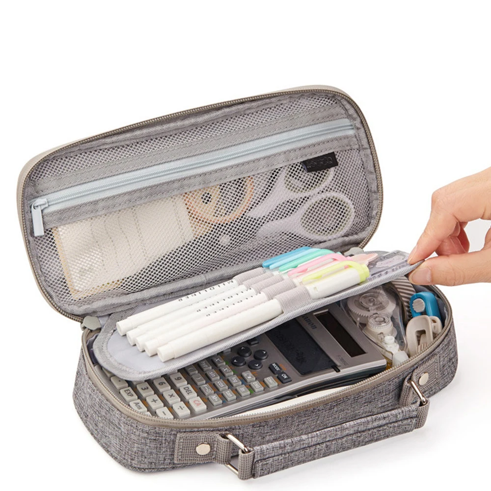 

Student Zipper Double Layer Stationery Bag Pencil Large Big Capacity Pencil Case Pen Pouch School Office Supplies Organizer