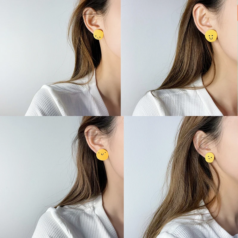 Женские серьги-гвоздики AOMU разноцветные Круглые в форме смайликов гнева печали