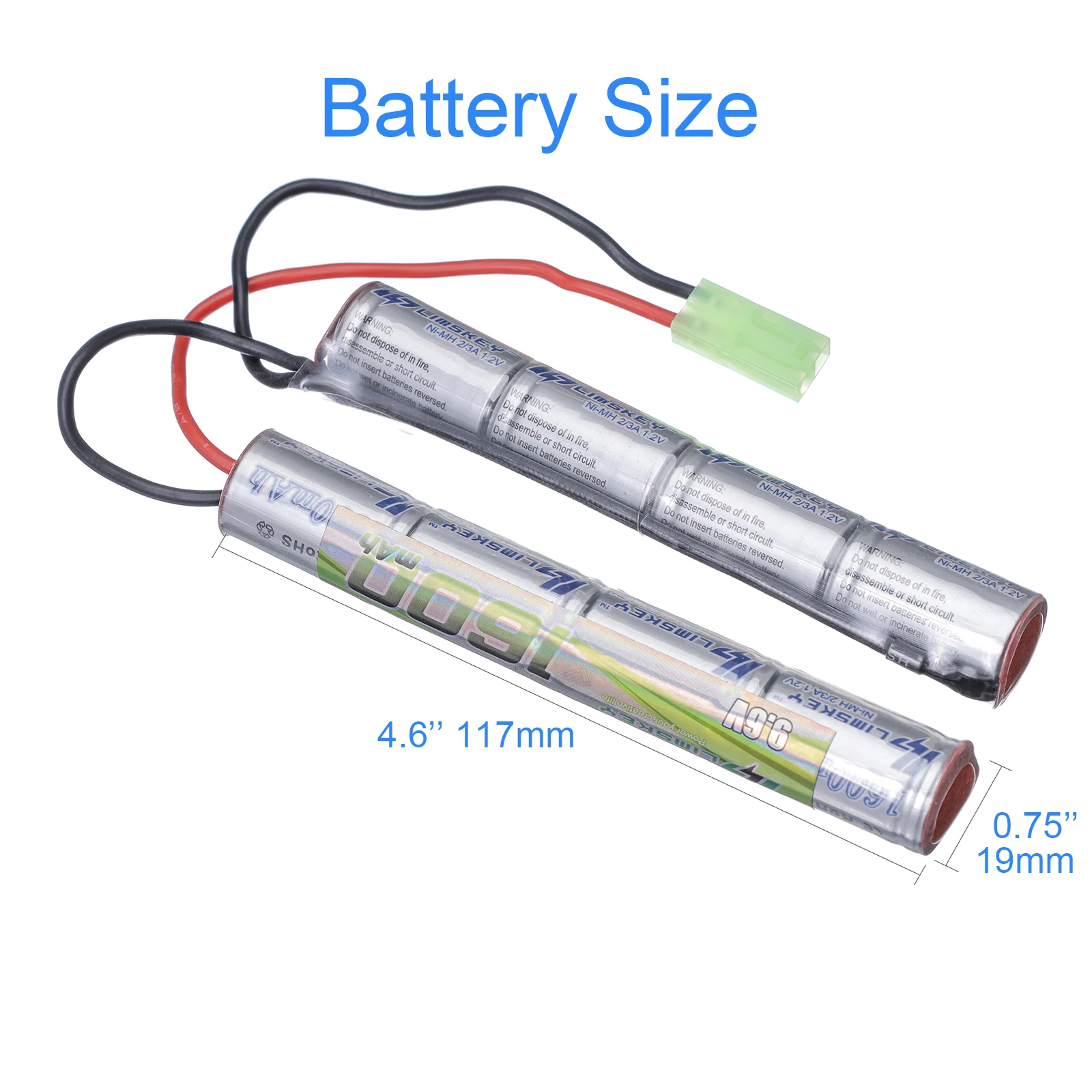 Аккумуляторная батарея 8S Butterfly NunChuck NiMH 23A 9.6В 1600мАч с разъемом Mini Tamiya для страйкбольных пистолетов MP5, M4, G36C, M110, SR25, M249 (art.: 3920dbaf22157) - 3920dbaf22157