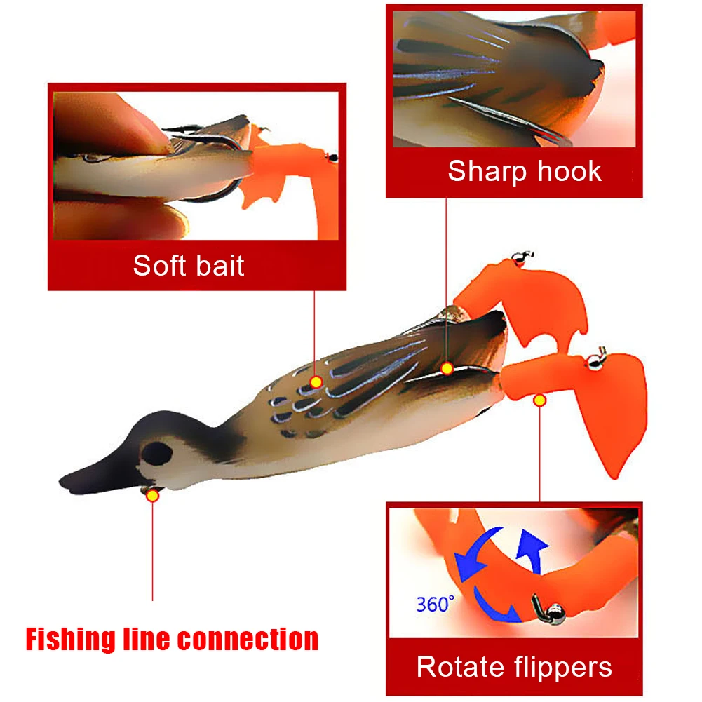 Плавающая утенка 9 5 см/12 г вращающаяся рыболовная приманка с плавниками для