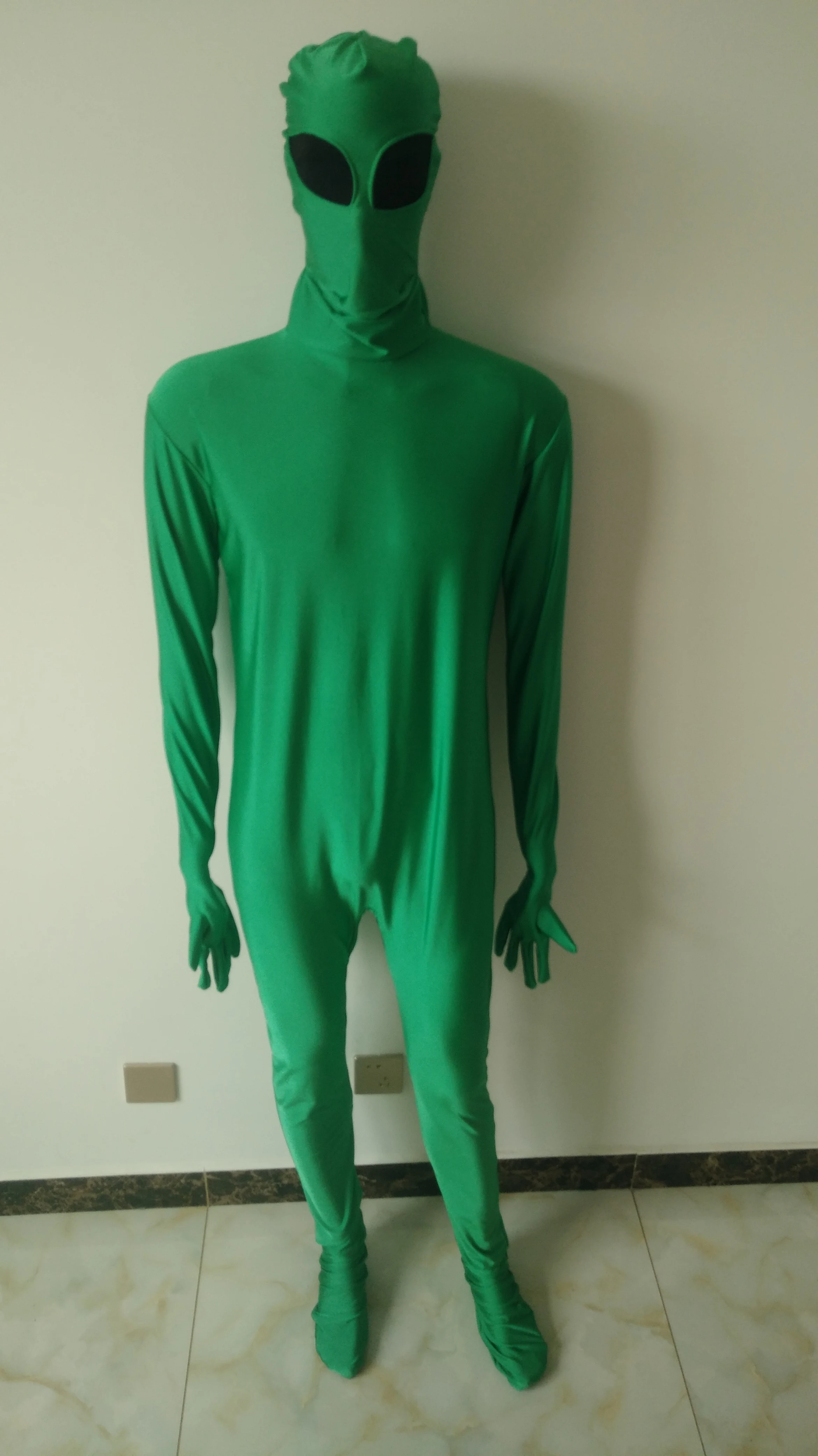 Детский Взрослый зеленый костюм инопланетянина полный из спандекса Zentai боди для