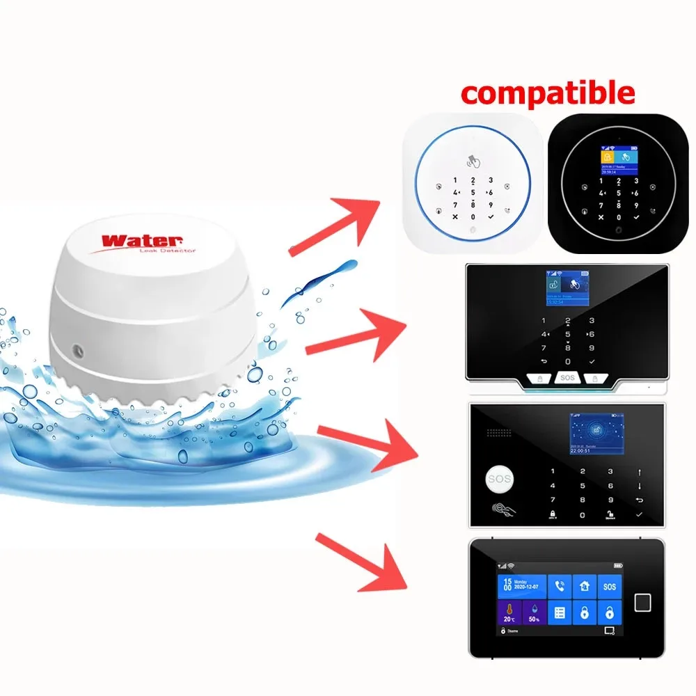 

Water Leakage Detector Flood Alert Overflow Wireless Water Leak Sensor For Home Security Burglar Wifi GSM Alarm System