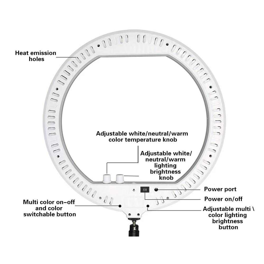 Многоцветный СВЕТОДИОДНЫЙ кольцевой светильник 14 дюймов RGB 240 с регулируемой