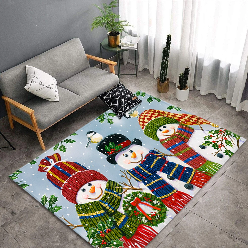 

Merry Christmas Snowman Carpet Soft Flannel Parlor Decor Floor Area Rugs Kid Play Mats Bedroom Rug Carpets for Home Living Room