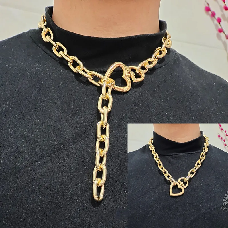 

Fashion Jewelry Big Chunk Chain Necklace Popular Style Hot Sale Two Method of Wearing Gold Color Women Necklace For Party
