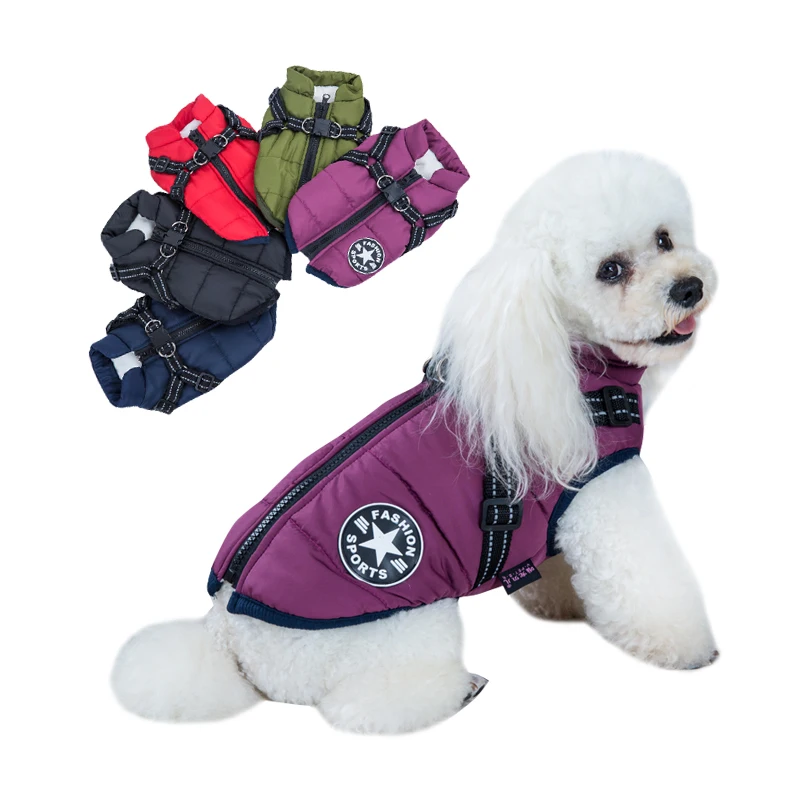 

Dog Waterproof Jacket Winter Warm Thickened Clothes Dog Harness Jacket Pet Dog Jacket Coat For Small Medium Large Dog