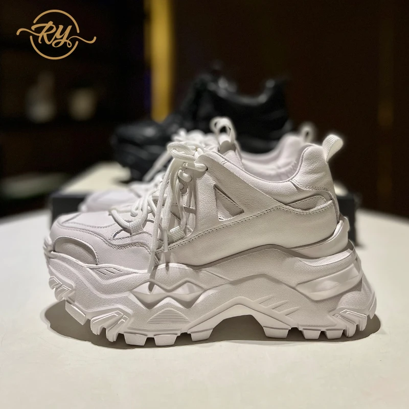 

RY-RELAA European women shoes Genuine Leather platform sneakers 2021 fashion New autumn ins luxery shoes women white wedges tide