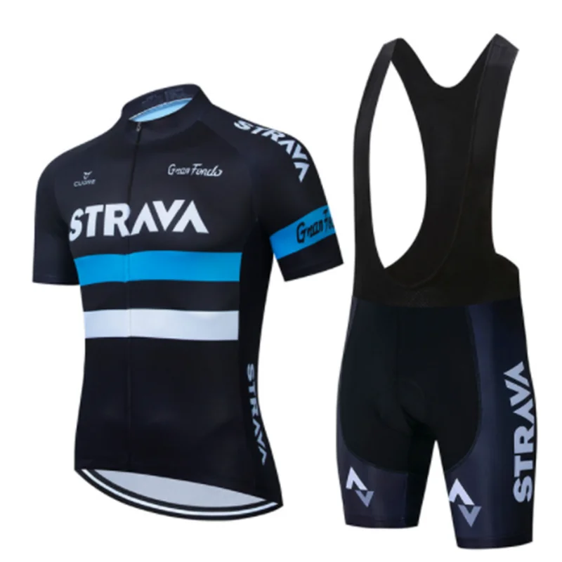 

STRAVA Cycling Jersey Set Summer Anti-UV MTB Men's Bike Set Bicycle Suit Pro Team Racing Uniform Cycling Clothes 20D gel cushion