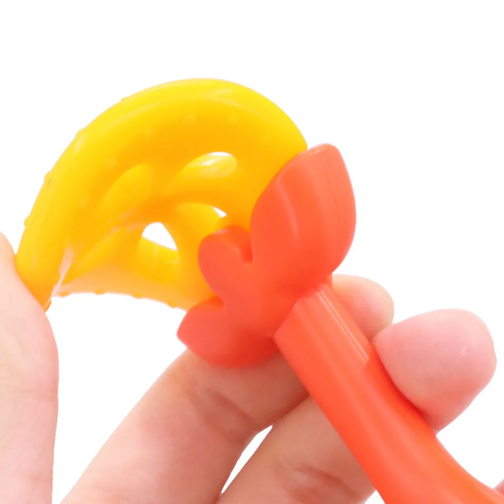 

4pcs Baby Teether Handheld Teething Toys Baby Silicone Molar Tools Rattle Toys