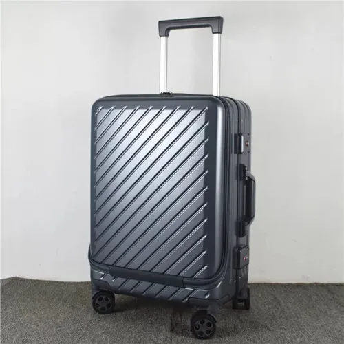 Dark gray KLQDZMS PC Дорожный чемодан для багажа с сумкой для ноутбука универсальный колесный мужской деловой чемодан на колесиках - Цвет: Dark gray