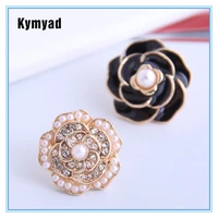 kymyad asymmetric earrings 2021 trend crystal rose flower stud earrings bijoux femme simulated pearl jewelry earring woman gift