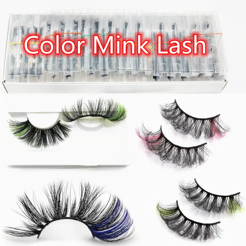 

Color Mink Lashes Wholesale 5/10/20/50 3D Colored Eyelashes Luxury Dramatic 100% Cruelty Free In Bulk Colorful false lashes