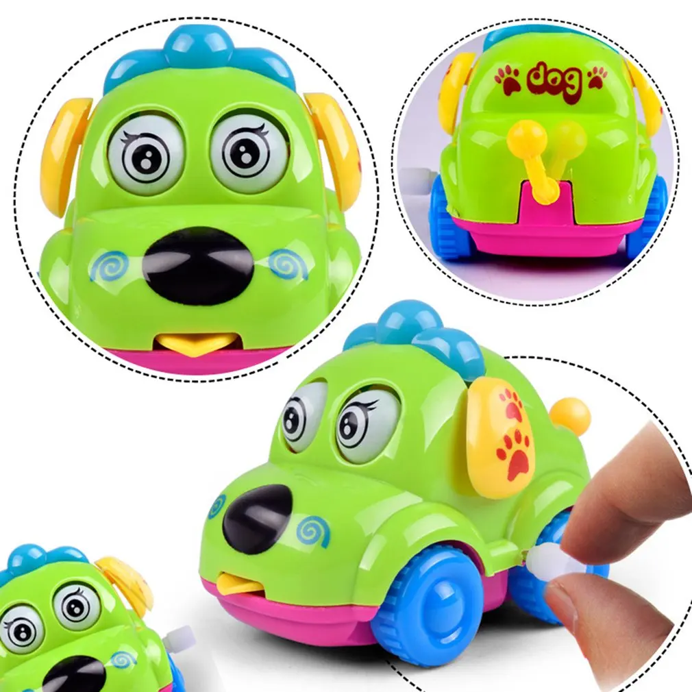 Kawaii милые Мультяшные животные игрушки собаки бегущий автомобиль заводные