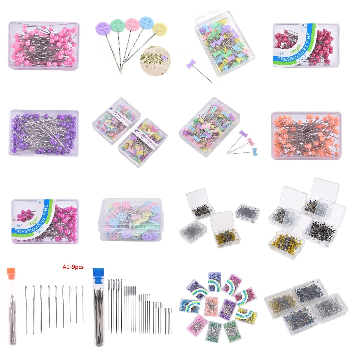 

1Box Dressmaking Pins Embroidery Patchwork Pins Mixed Color Sewing Patchwork Pins Flower Head Pins Sewing Tool Needle Arts