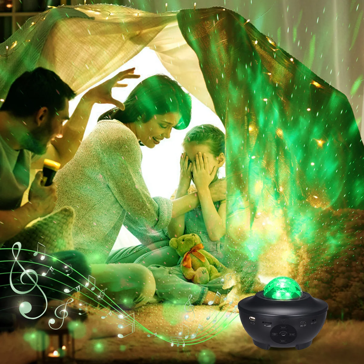 

LED G-alaxy Projector Ocean W-ave LED Night Light Music Player Remote Star Rotating Night Light Luminaria For kid Bedroom Lamp