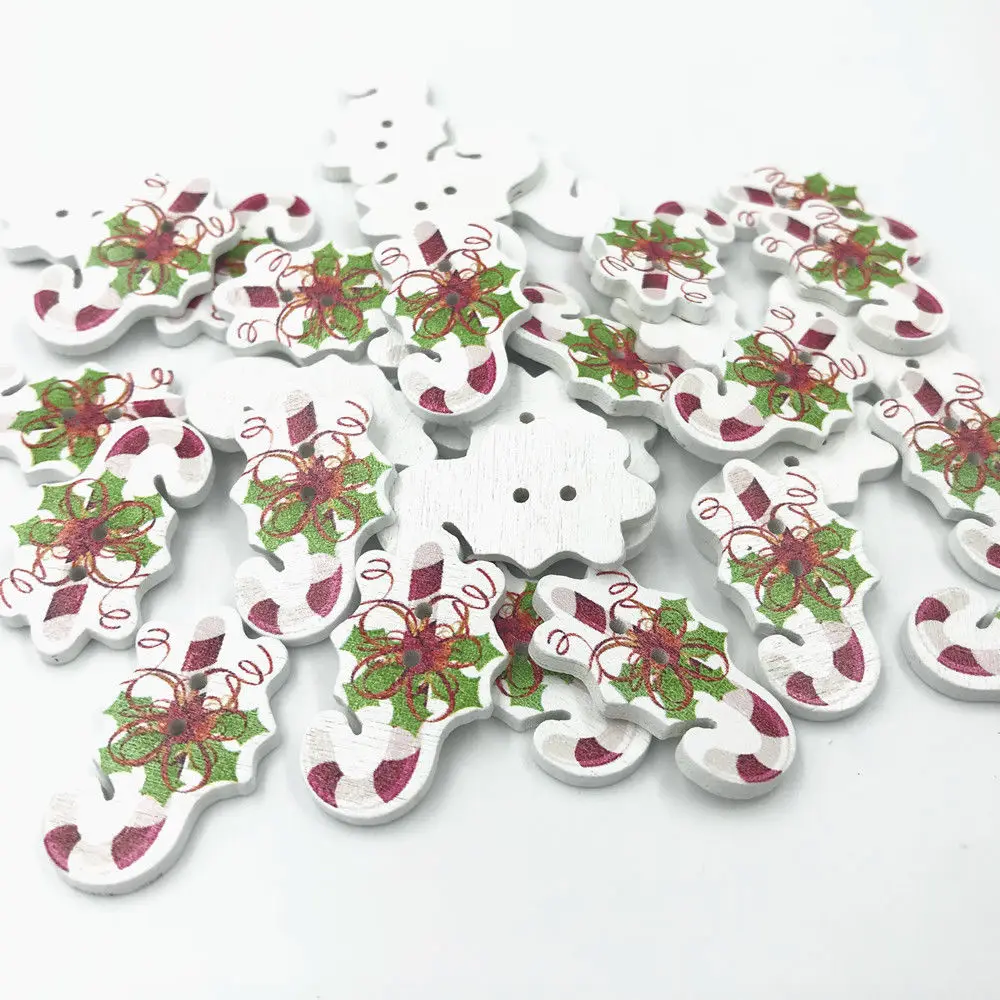 DIY 100 шт рождественские костыли сахарные деревянные пуговицы шитье украшение