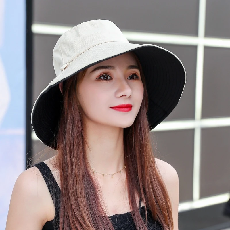 

Sun Hat Summer Foldable Bucket Hat for women Outdoor Sunscreen Cotton Fishing Hunting Cap Anti-UV wide brim bucket Sun hat