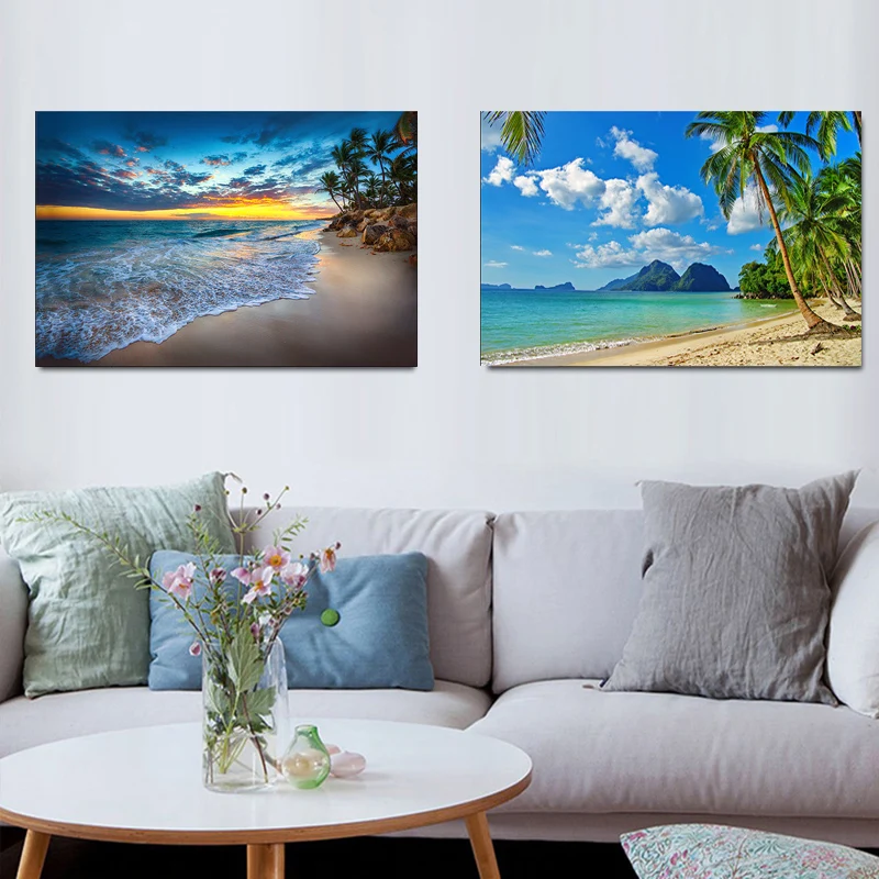 Тропический гавайский пляж дневной ландшафт голубое небо морская волна