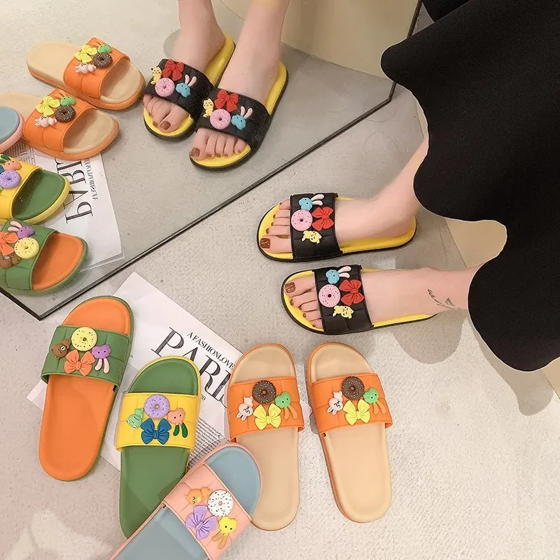 

Casual Open-toed Women's Slippers 2021 Fashion Flat-bottomed Cute All-match Trend Small Fresh Women's Slippers