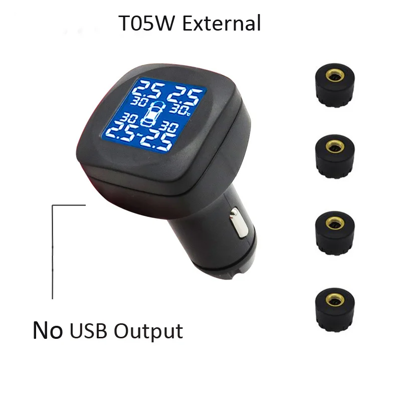 T05W External Visture TPMS с 10 Вт USB выходом Автомобильный датчик давления в шинах Система мониторинга шин внешний внутренний датчик T05W T07W - Тип: T05W External