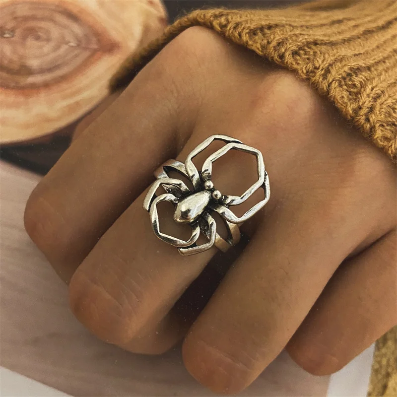 Кольцо с пауком в стиле ретро оригинальное кольцо черепом неправильной формы