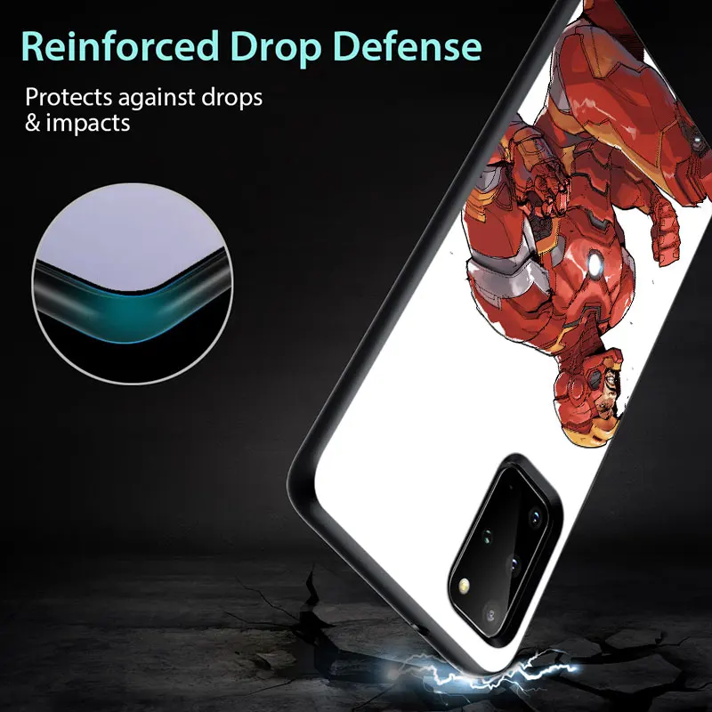 

hot Marvel Iron Man for Samsung Note 8 9 10 20 M02 M10 M10S M20 M21 M30 M31 M31S M40 M60S Ultra Plus Black Phone Case