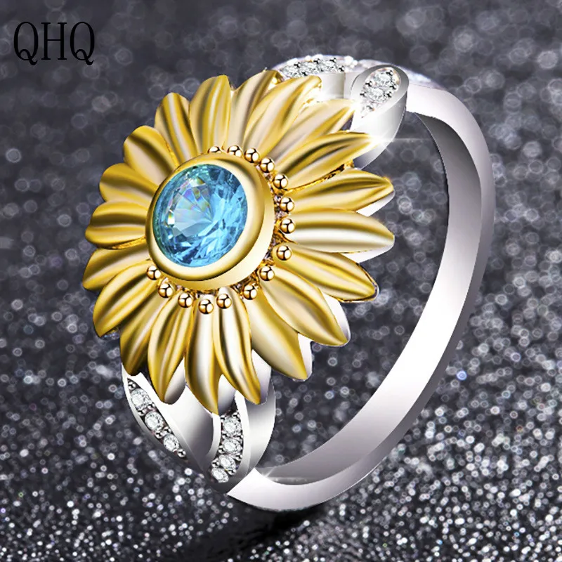 QHQ flower zirconia finger ring jewelry accessories wedding rings diamond pearl natural stone crystal gifts jewellery bohemia | Украшения и